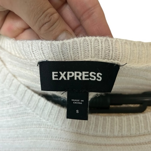 Express Color Block Ribbed Dolman Sleeve Sweater Purple White Size Small - Picture 6 of 7